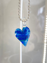 Load image into Gallery viewer, Cobalt blue and Aqua Glass Heart Pendant
