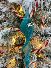 Load image into Gallery viewer, Teal Handmade Glass Icicle Ornament
