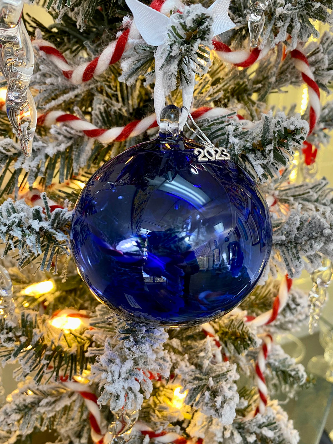 cobalt blue hand blown Glass Ornament