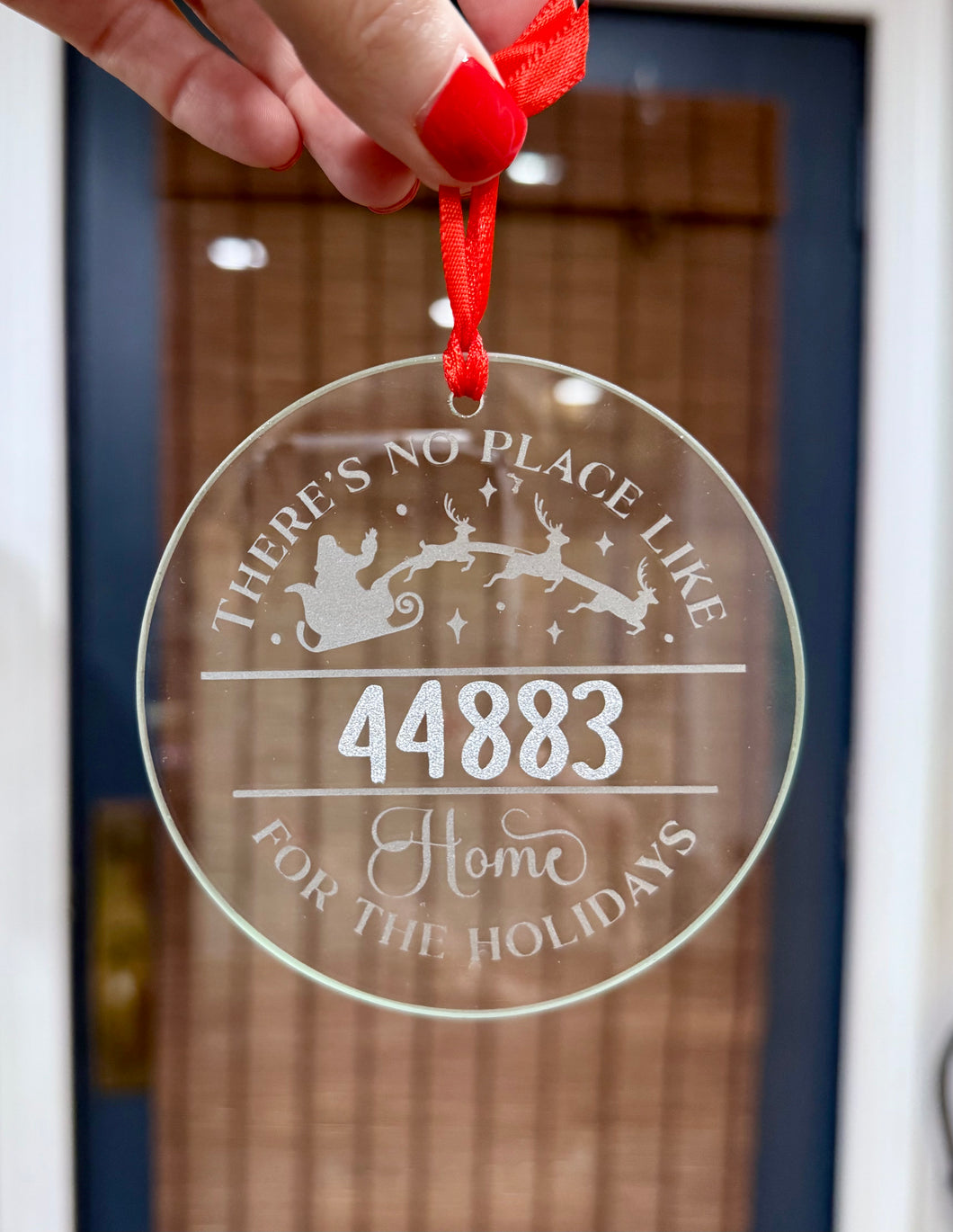 No place like home etched glass ornament