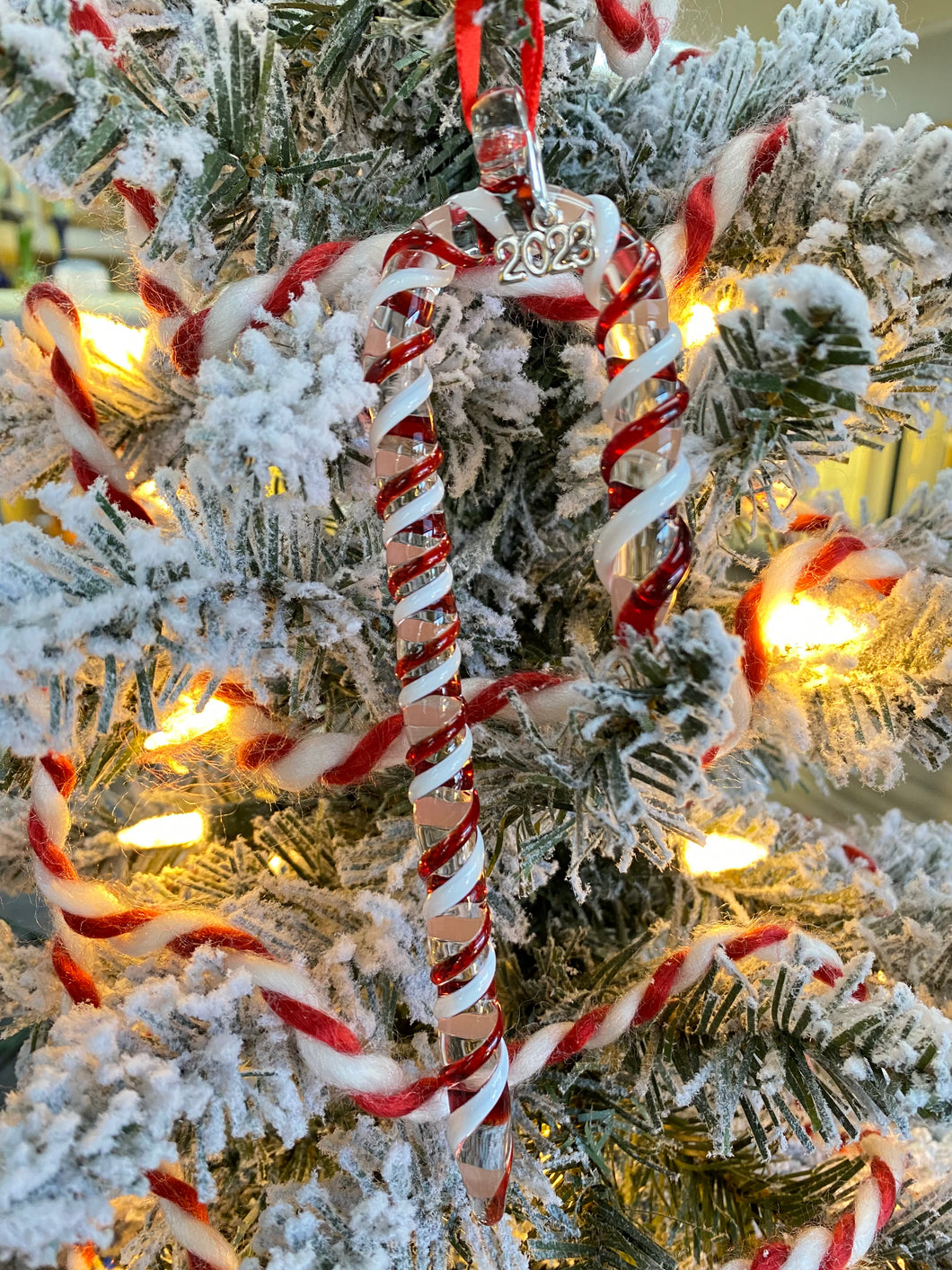 Pre-Order Glass candy cane ornament hand made