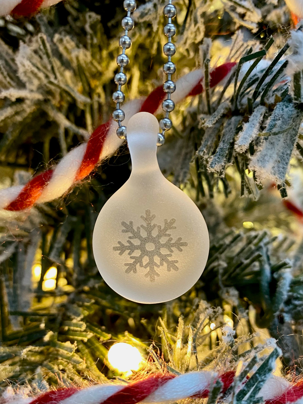 Snowflake glass Pendant with chain