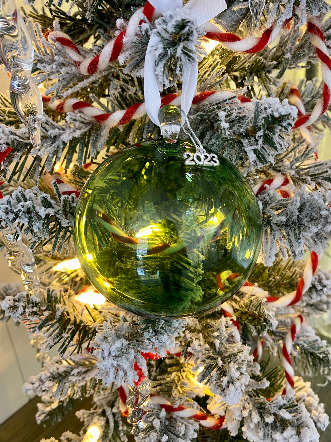 Green hand blown Glass Ornament