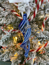 Load image into Gallery viewer, Blue and White Glass Icicle Ornament

